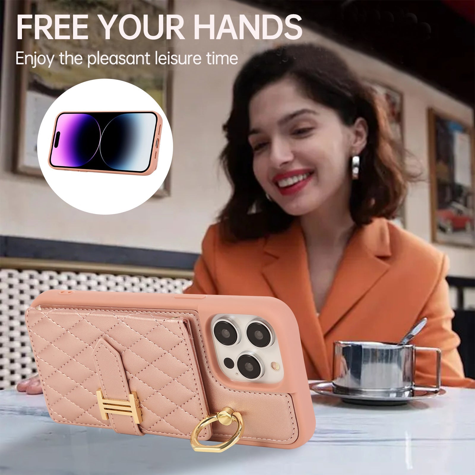 Wallet Leather Iphone Case - With Card Holder Crossbody Straps