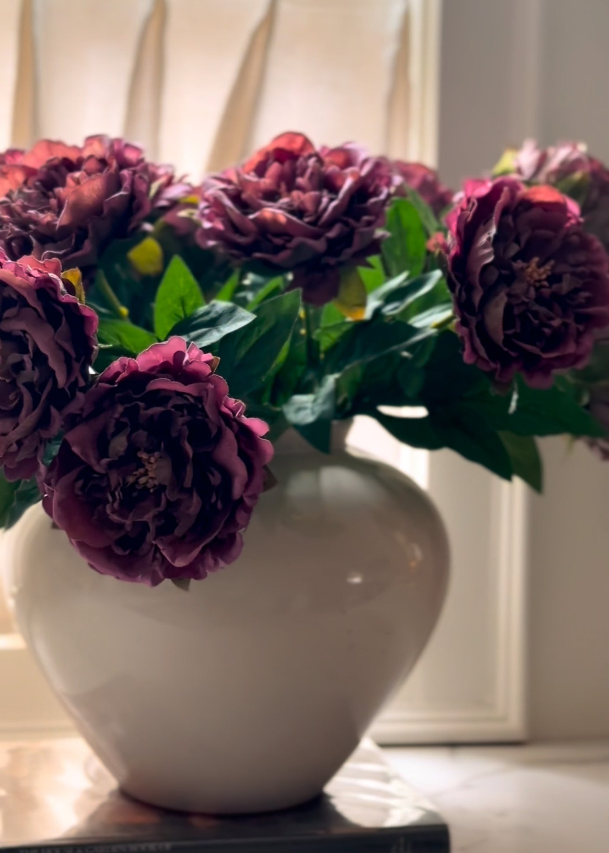 Artificial Mauve Brown Real Touch Peony Flower - 24.5"