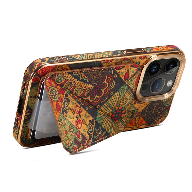 Retro Flower Series Iphone Wallet Case With Card Holder