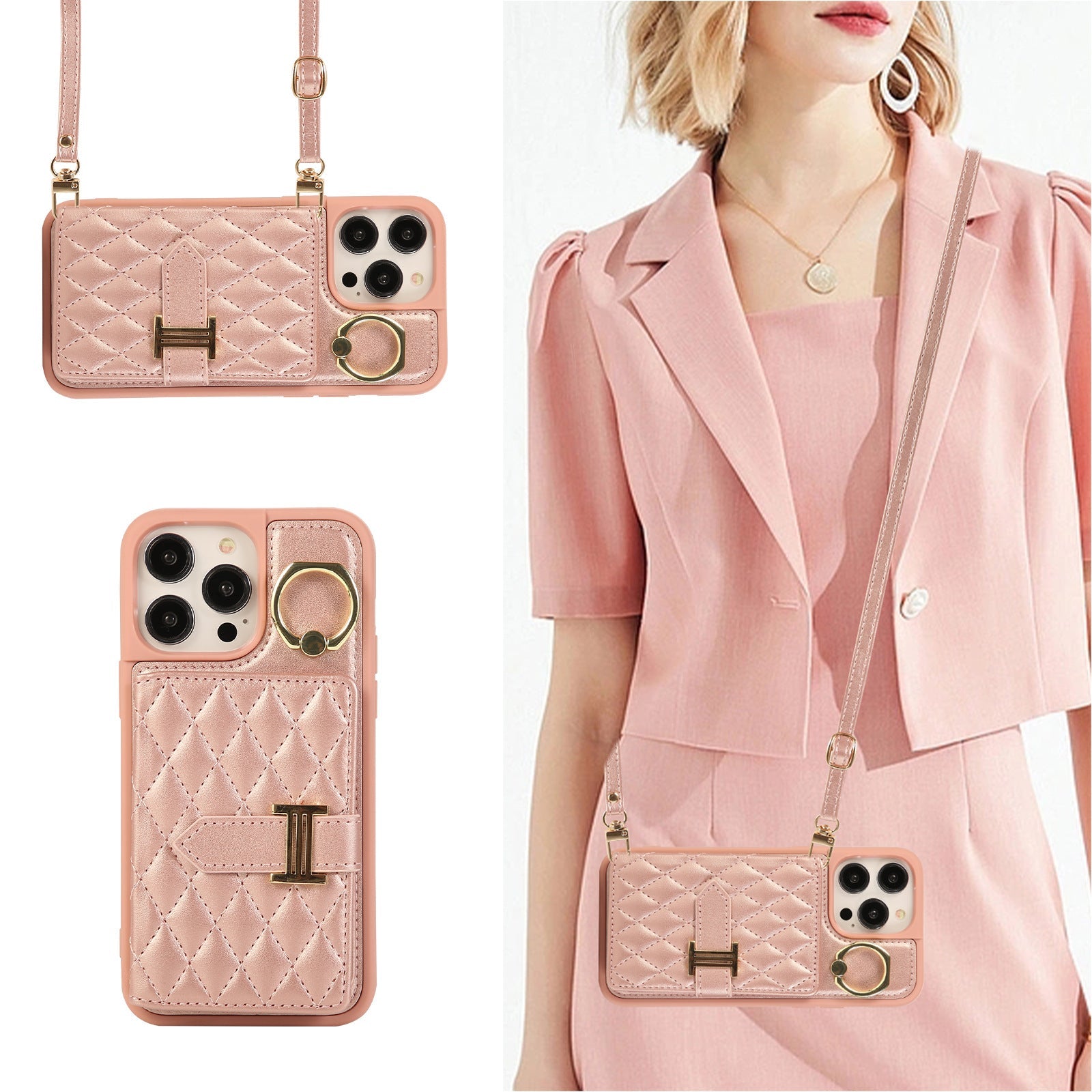 Wallet Leather Iphone Case - With Card Holder Crossbody Straps