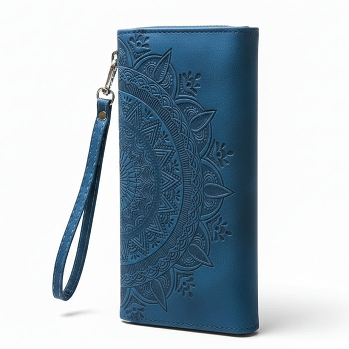 Long Lanyard Flap Faux Leather Phone Case - Zipper Wallet Card Holder Case